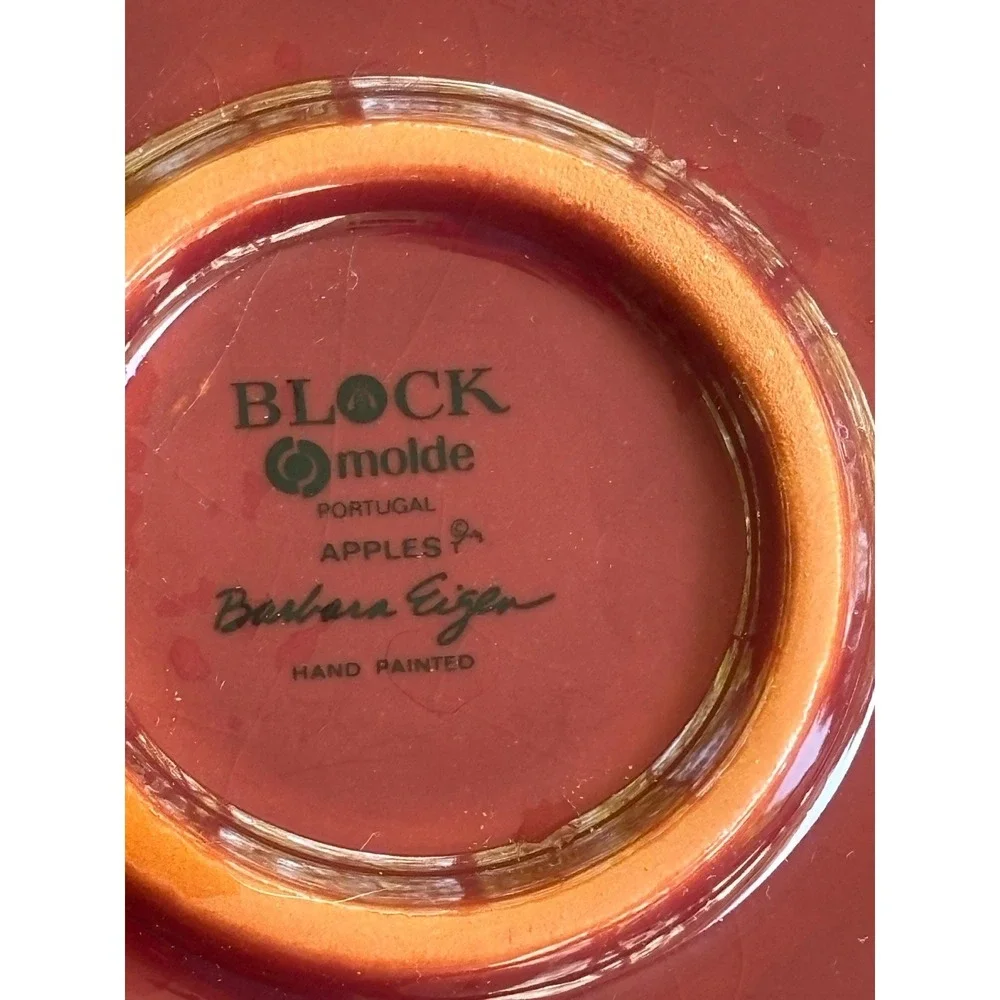 VTG Block Molde Portugal Barbara Eigen Apples Red Green Leaves Platter 12" - Picture 6 of 7